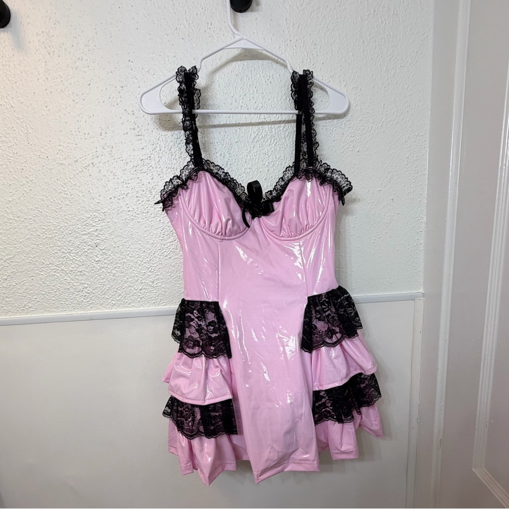 Widow Vinyl Tiered Minidress